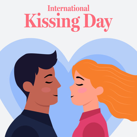 international kissing day illustration in flat designのイラスト素材