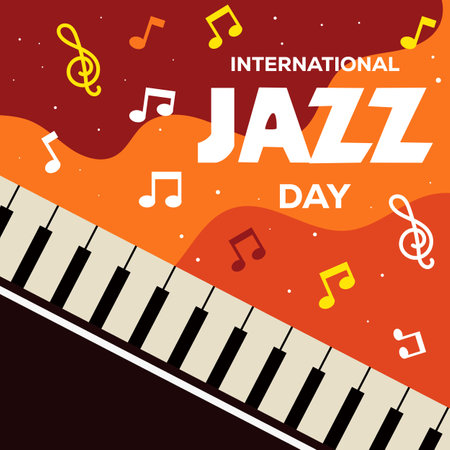 flat International jazz day illustration vector design with pianoのイラスト素材