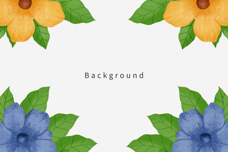 flowers and leaves watercolor style background illustration vectorのイラスト素材