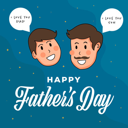 flat design happy father's day with son and dad illustrationのイラスト素材