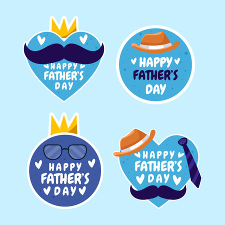 happy father's day badges collection illustration designのイラスト素材