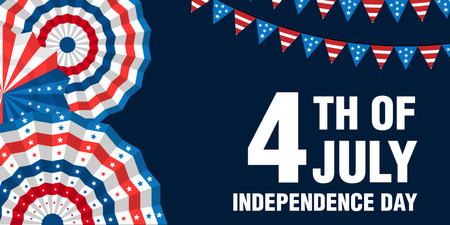 4th of july independence day horizontal banner illustrationのイラスト素材