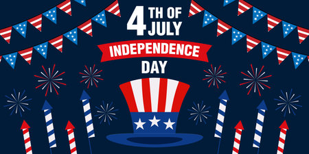 horizontal banner for American 4th of July Independence Day celebrateのイラスト素材