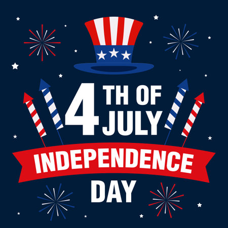flat design 4th of July American Independence Day illustrationのイラスト素材