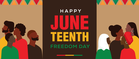 happy juneteenth freedom day horizontal banner illustrationのイラスト素材