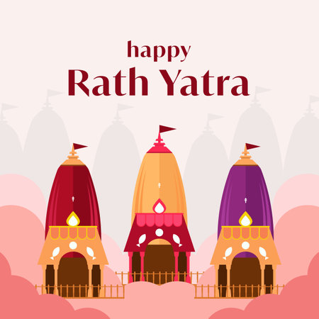 rath yatra festival illustration in flat style designのイラスト素材