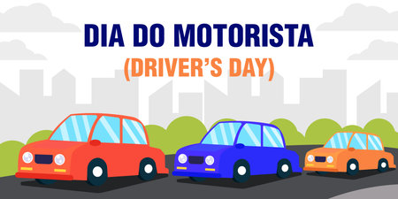 Drivers Day or Dia do Motorista, horizontal banner illustration