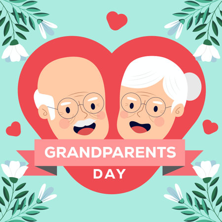 happy grandparents day illustration in flat style designのイラスト素材