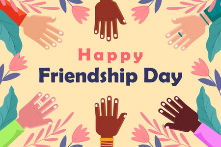 flat design happy friendship day background illustrationのイラスト素材