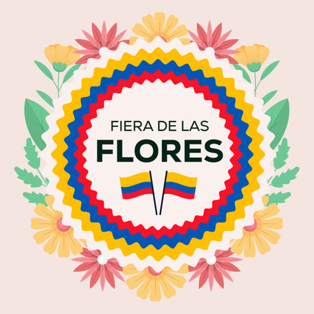 illustration for colombian fiera de las flores in flat style designのイラスト素材