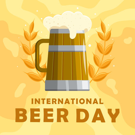international beer day illustration in flat style designのイラスト素材