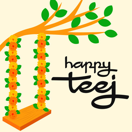 illustration design for celebrate teej india festival in flat styleのイラスト素材