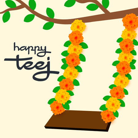 happy teej festival illustration in flat style designのイラスト素材
