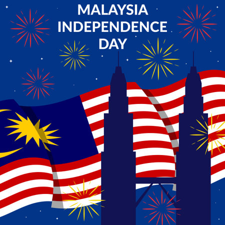 malaysia independence day illustration in flat designのイラスト素材
