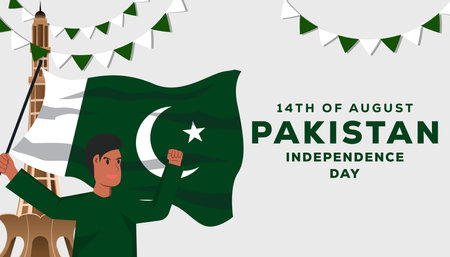 flat pakistan independence day background illustrationのイラスト素材