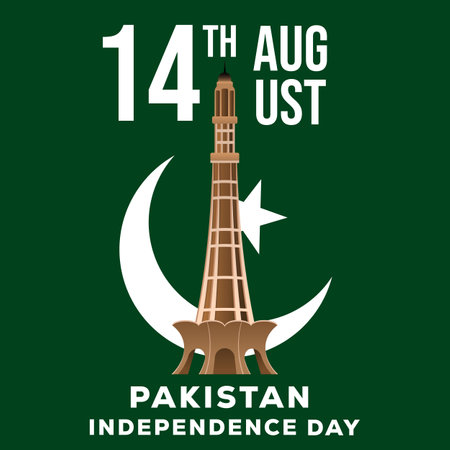 pakistan independence day illustration in flat styleのイラスト素材