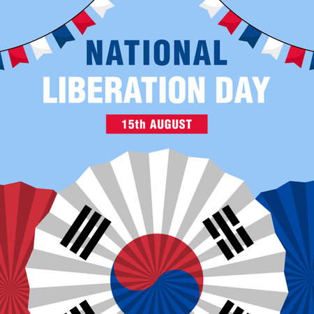 flat national liberation day 15 august illustrationのイラスト素材