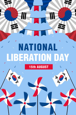 korea national liberation day vertical banner illustrationのイラスト素材