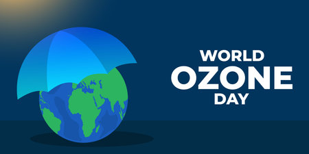 world ozone day horizontal banner illustration with umbrellaのイラスト素材
