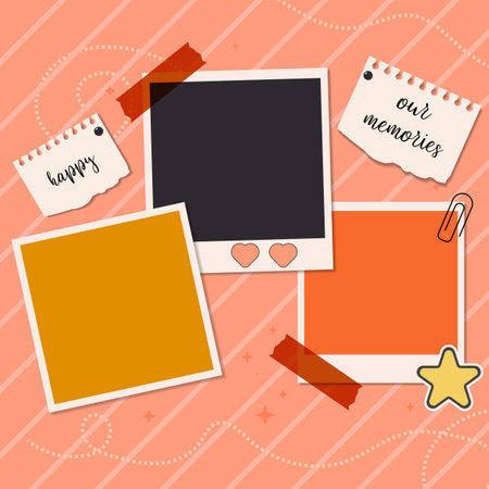 collage photo frame illustration in flat style designのイラスト素材