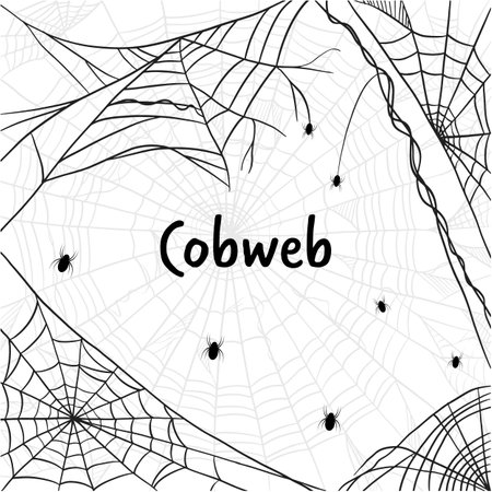 cobweb illustration with spiders in flat style designのイラスト素材