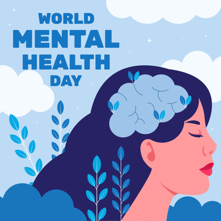 illustration design for world mental health day in a flat styleのイラスト素材