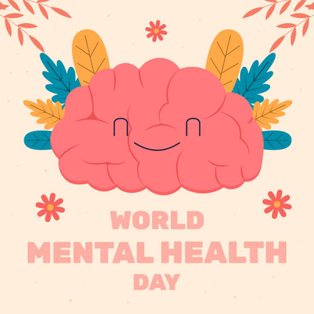 flat design happy world mental health day illustrationのイラスト素材