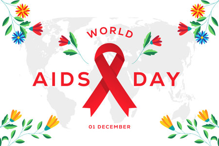 world aids day background illustration in flat design styleのイラスト素材