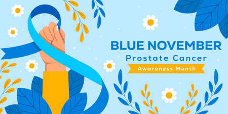 blue November horizontal banner illustration in flat designのイラスト素材