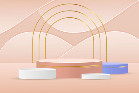 realistic abstract geometric podium illustration for product displayのイラスト素材