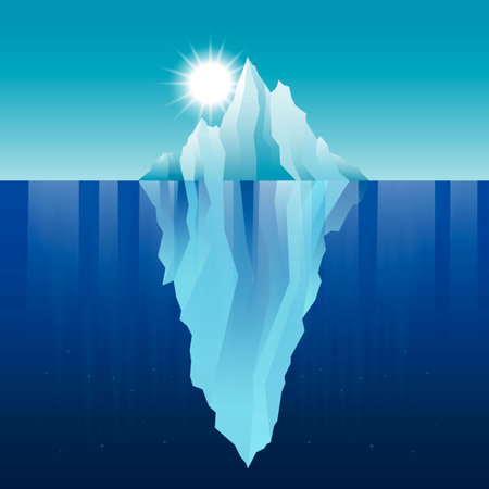 iceberg floating on the ocean illustration in gradientのイラスト素材