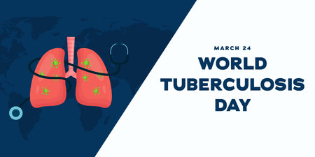world tuberculosis day horizontal banner illustration in flat designのイラスト素材