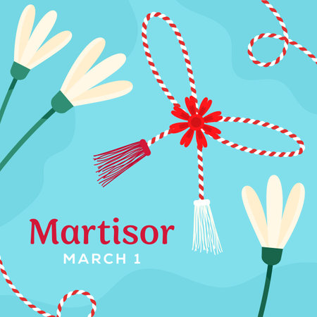 martisor tradition illustration in flat style designのイラスト素材