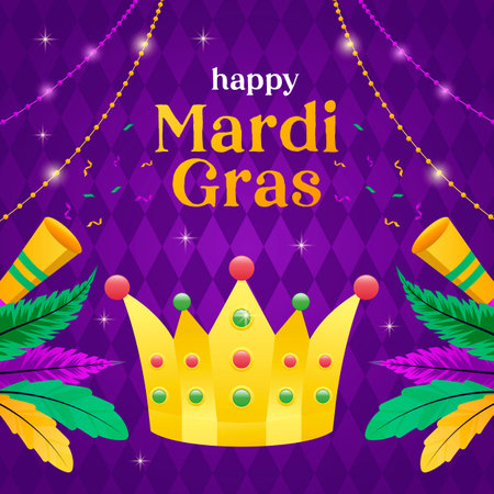 mardi gras carnival illustration in gradient designのイラスト素材