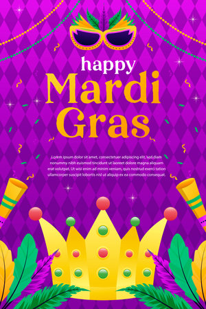 mardi gras carnival vertical banner illustration in gradient designのイラスト素材