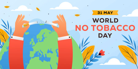 world no tobacco day horizontal banner illustration in gradient styleのイラスト素材