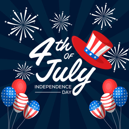 4th of july independence day illustration in flat designのイラスト素材