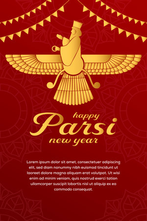 happy parsi new year poster illustration in gradient styleのイラスト素材