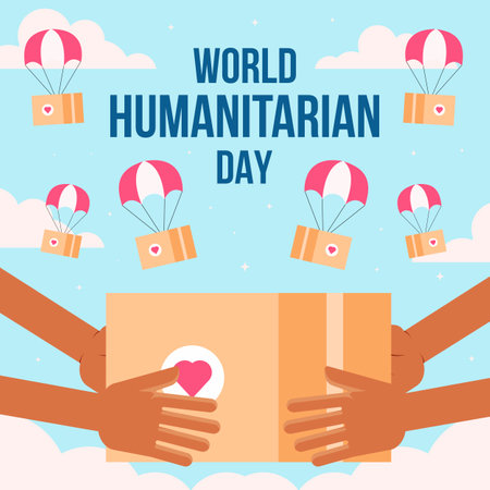 world humanitarian day illustration in flat designのイラスト素材