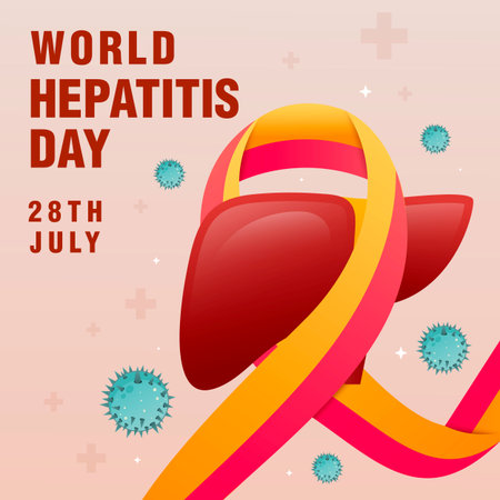 gradient world hepatitis day illustration design with ribbon bowのイラスト素材