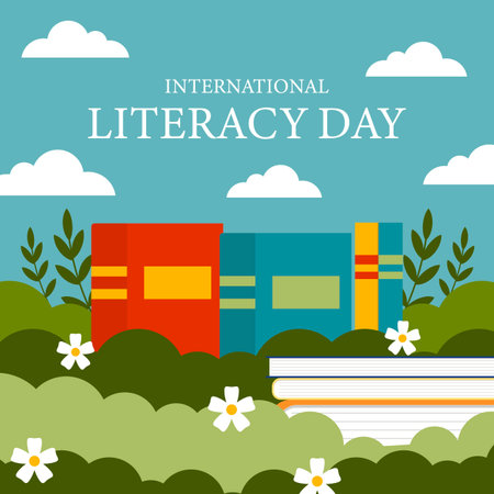international literacy day illustration in flat styleのイラスト素材