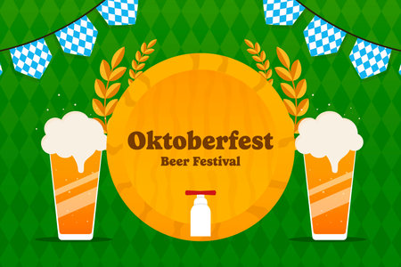 oktoberfest beer festival background illustration in gradientのイラスト素材