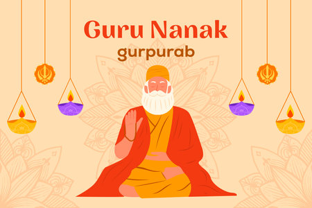 guru nanak gurpurab background illustration in flat styleのイラスト素材
