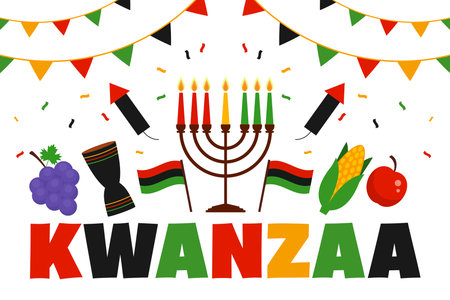 happy kwanzaa background illustration in flat designのイラスト素材