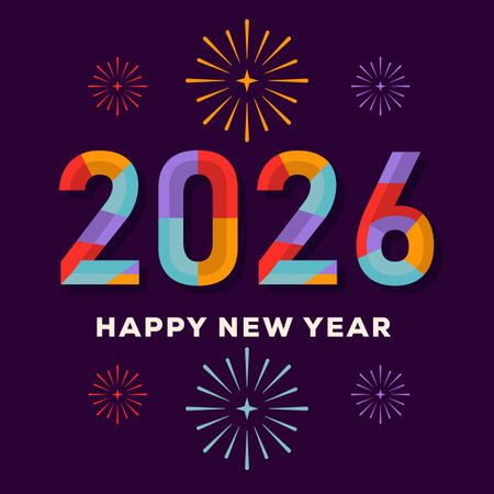 happy new year 2026 illustration in flat style designのイラスト素材