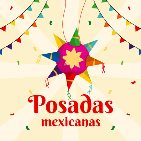flat style design illustration for posadas mexicanasのイラスト素材