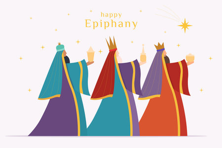 Happy Epiphany background illustration in flat style designのイラスト素材