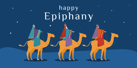 Happy Epiphany banner illustration in flat style designのイラスト素材