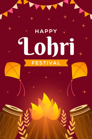 lohri festival poster illustration in gradient styleのイラスト素材
