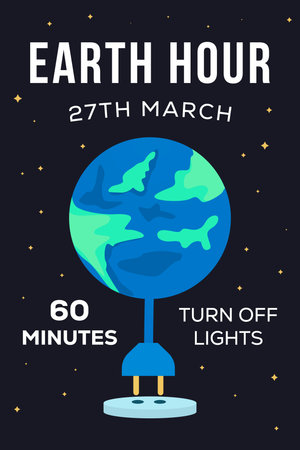 happy earth hour poster illustration in flat designのイラスト素材
